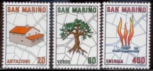 San Marino #1007 - 1009 1981 Serie completa Nuevas NH "Plan nacional de desarrollo urbano"