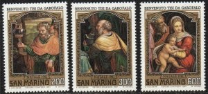 San Marino #1014 - 1016 1981 Serie completa Nuevas NH "Benvenuto Tisi, 500 años de su nacimiento"