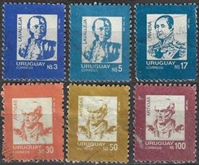 Uruguay  #1194 - 1095, #1202, #1206, #1208 y #1211a  1986