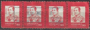 Uruguay  #1324  1990 Tira de 4 Usada "Rivera"