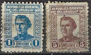 Uruguay  #495 y #497   1939  "Gen. Artigas"