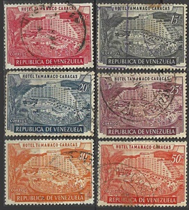 Venezuela  #693 - 696, #699 y  #701  1957  "Hotel Tamanaco"