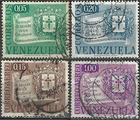 Venezuela  #714, #720 - #C676 y #C689  1958 "Cuarentenario de la fundación de Mérida"