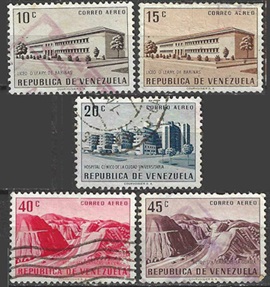 Venezuela #C614 - C616 y #C619 - C620  1955 "Centros educativos"