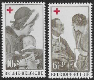 Belgica #B822 - B823   1967  Serie completa Nuevas NH  "Pro Cruz Roja, Reinas Elizabeth y Fabiola"