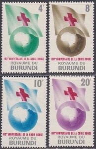 Burundi #53 - 56 1963  Serie completa  Nuevas (Hinged) "Centenario de la Cruz Roja"