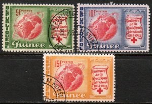 Guinea #309 - 311 1963 Serie completa "Centenario de la Cruz Roja"
