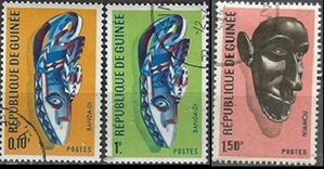 Guinea #453 y #457 - 458  1967  "Mascaras tribales"