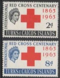 Islas Turcas y Caicos #139 - 140 1963 Serie completa Nueva LH "Centenario de la Cruz Roja"