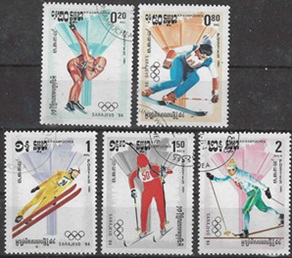 Kampuchea #462, #464 y #466 - 468   1984  "Olimpiadas de invierno de Sarajevo"