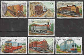 Kampuchea #504 - 510  1983  Serie completa  "Trenes europeos"