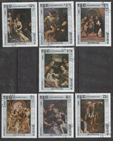 Kampuchea #540 - 546  1984  Serie completa "Obras de Correggio"