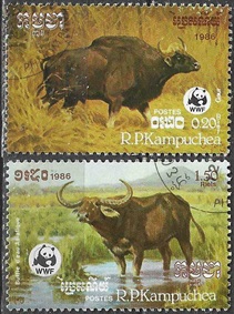 Kampuchea #746 Y #748 1986  "WWF"
