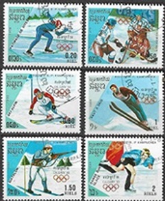 Kampuchea #833 - 838  1988  "Olimpiadas de invierno en Calgary"