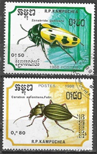 Kampuchea #892 - 893  1988  "Calópteros"