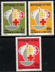 Mali #52 - 54  1963 Serie completa  Nuevas NH  "Centenario de la Cruz Roja"
