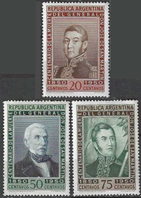 Argentina  #588 y #590 - 591 1950 Nuevas NH "Gen. José de San Martin"