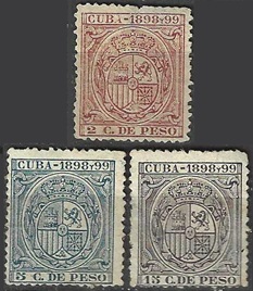 Cuba Timbres Forbin #ES-CU TM 23, 26 y 28  1898  Nuevas SG