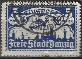 Danzig #C15  1923 "Avión sobrevolando Danzig"
