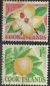 Islas Cook #152 y #154   1963 "Hibiscus y naranja"
