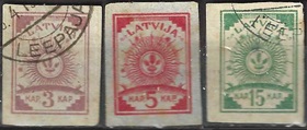 Letonia #9(Usada) - 10 y #12(Nuevas)  1919 "Escudo de armas"