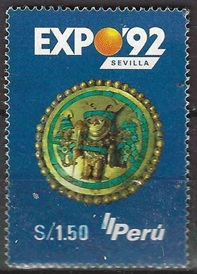 PERU #1141  1996 Usada "Arete Chimú, Expo 92 Sevilla"