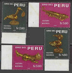 PERU #506 - 509  1968  Nuevas NH "Oro de la cultura Mochica"
