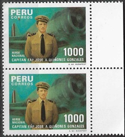 PERU #843 1985 Nuevas NH Par "Cap. F.A.P. José Quiñones"