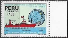 PERU #935  1988 Nueva SG "Buque Humboldt - I Expedición científica peruana a la Antártida"