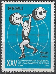 PERU #C327  1971  Nueva NH "XXV Campeonato mundial de halterofilia en Lima"