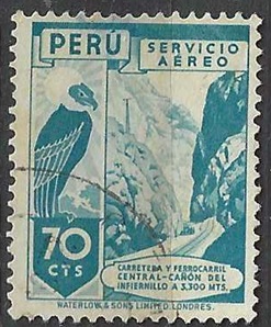 PERU #C55  1938 "Condor con carretera y ferrocarril"