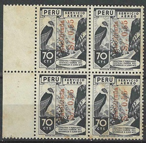 PERU #C84  1948  Nuevas NH en cuadro "Condor con carretera y ferrocarril central"