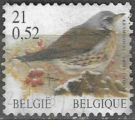 Belgica #1839  2001  "Zorzal real  (Turdus pilaris)"
