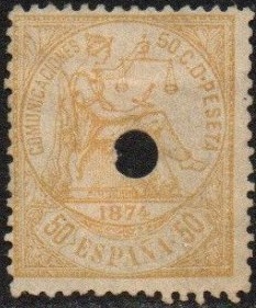 España   #207  1874  Nueva  SG Scott $105.00 "Alegoría de la Justicia"