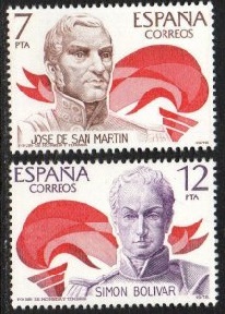 España #2116 - 2117  1978  Serie completa  Nueva NH "Libertadores san Martin y Bolivar"