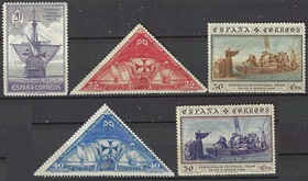 España  #425 - 429  1930 Nuevas (Hinged) Scott $17.25 "Tributo a Cristóbal Colon"