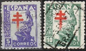 España  #RA21 - RA22  1946 Serie completa "Cruz de Lorraine - Campaña anti tuberculosis""