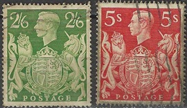 Gran Bretaña  #249a - 250  1942 "Rey Jorge VI y escudo de armas"