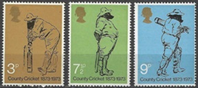 Gran Bretaña   #694 - 696  1973  Serie completa Nuevas NH "Centenario del Club Britanico de cricket"