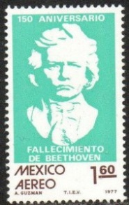 MEXICO #C541  1977 Nueva  NH "150 años del fallecimiento de Beethoven"