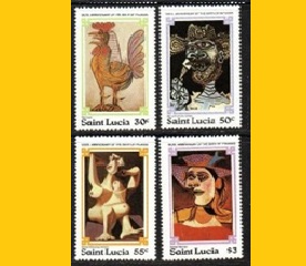 Santa Lucia #550 - 553 1970 Serie completa Nueva NH "Centenario de nacimiento de P. Picasso"