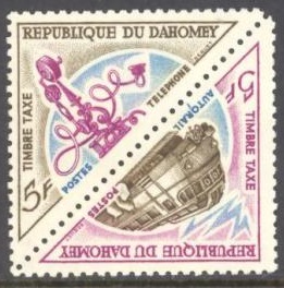 Dahomey  #J37a  1967  Nuevas NH "Telefono y locomotoras - Comunicaciones"