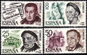 España #2083 - 2086 1978 Serie completa Nueva NH Cat. $1.35 "Personajes de la cultura española"