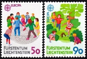 Liechtenstein #901 - 902  1989 Serie completa  Nuevas NH Cat. $2.10 "CEPT - Juegos infantiles"
