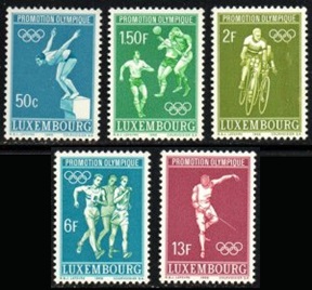 Luxemburgo #460 - 463 y #465 - 467  1968   Nueva NH  "Olimpiadas Mexico 68"