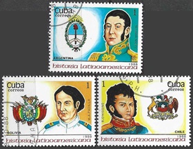 Cuba #3065 - 3066  1988 CTO "San Martin, Padilla y O´higgins"