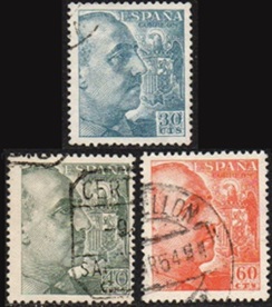España  #695 ,#697 y #700  1940  "Francisco Franco, el Caudillo"
