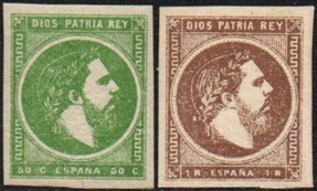 España  #X6 - X7  1875  Nueva NH Scott $16.00  "Carlos VII"