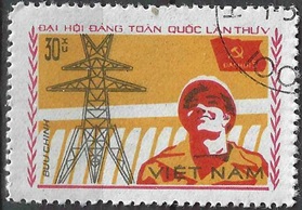 Viet Nam #1169 1982 Torre electrica y trabajador"