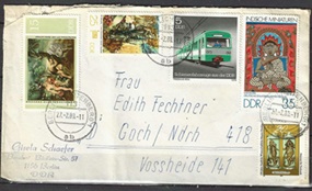 Alemania, Republica Democratica  #1823, #1839, #2001, #2006 y #1959  Sobre circulado